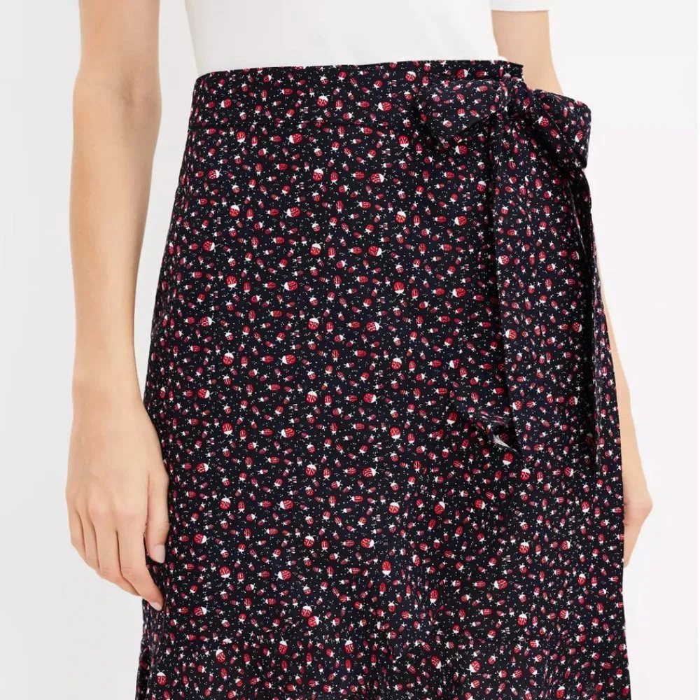 LOFT Ladybug Print Ruffled Wrap Skirt - Picture 2 of 3